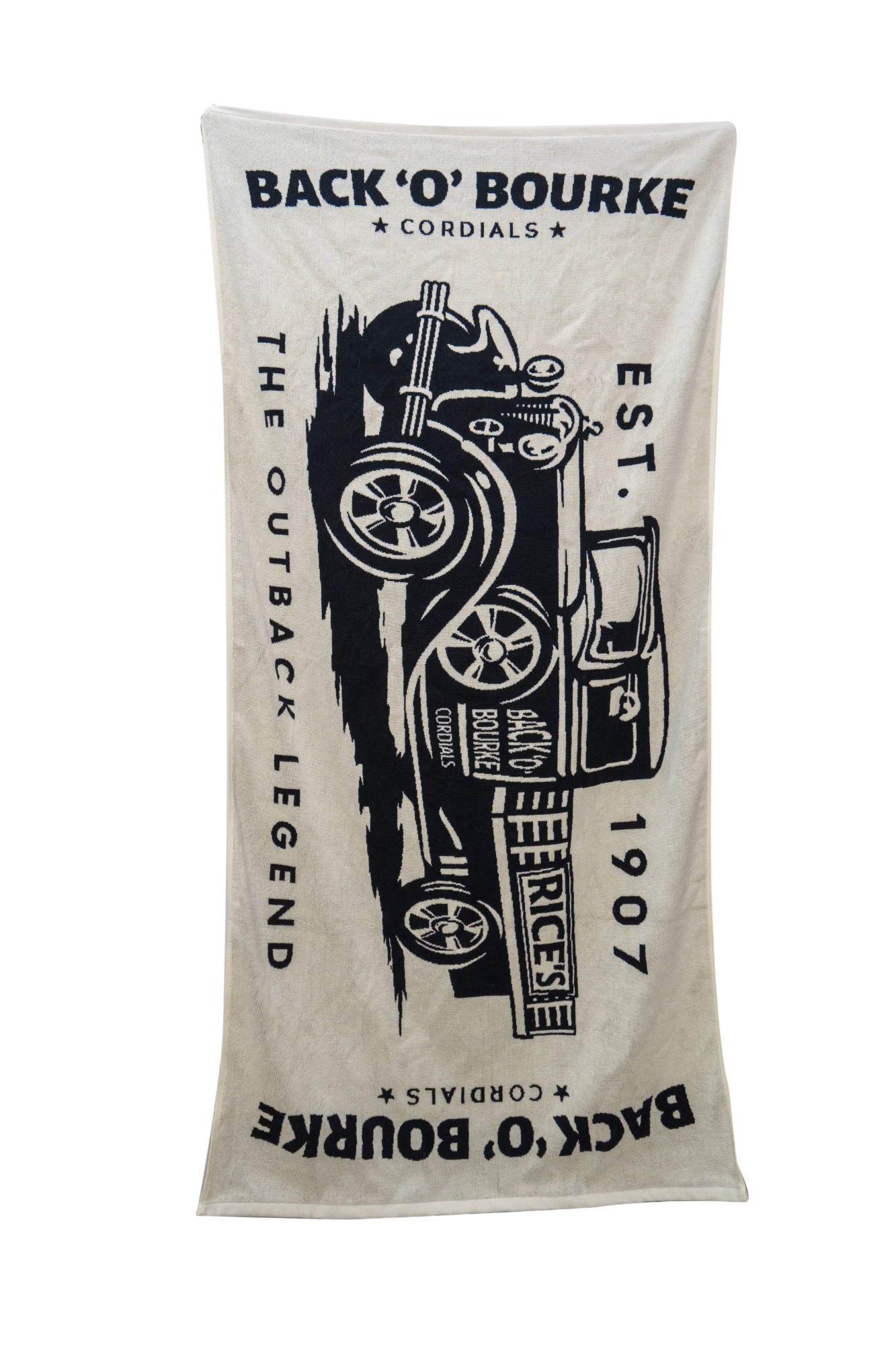 Deluxe CREAM Back 'O' Bourke Cordials Cotton BEACH TOWEL - 2 for $100 - Includes all Beach Towels