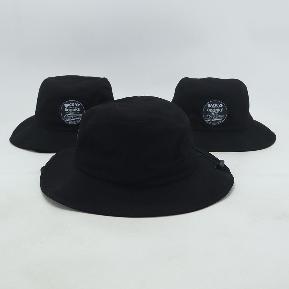 Black Bucket Hat - Round Back 'O' Bourke Logo