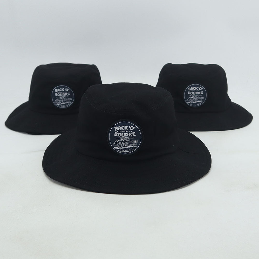 Black Bucket Hat - Round Back 'O' Bourke Logo