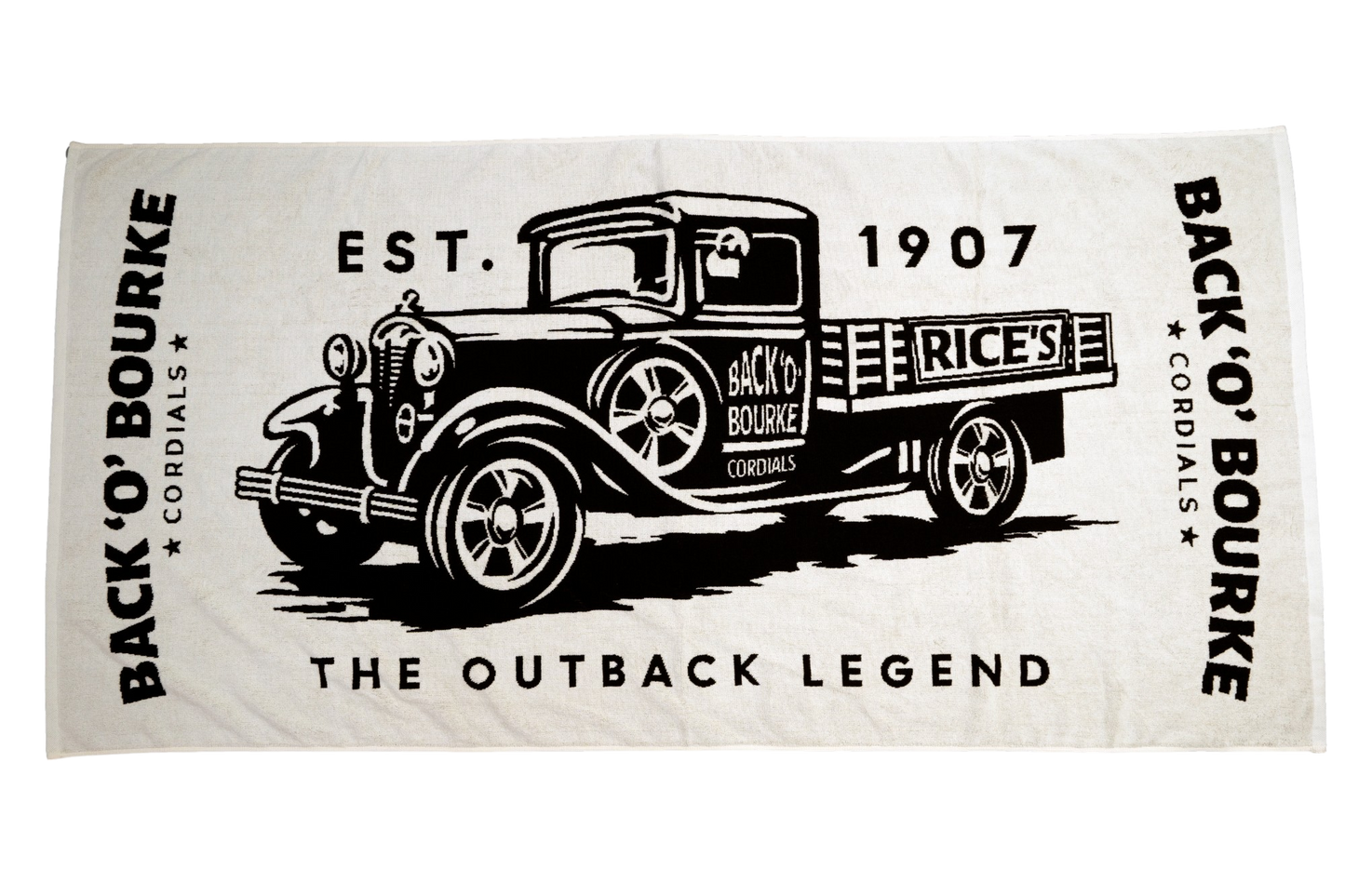 Deluxe CREAM Back 'O' Bourke Cordials Cotton BEACH TOWEL - 2 for $100 - Includes all Beach Towels
