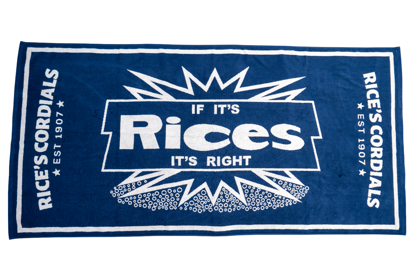Deluxe ROYAL BLUE RICE'S Cotton BEACH TOWEL - 2 for $100 - Includes all Beach Towels