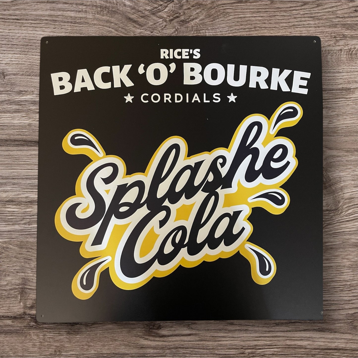Collectable Metal Signs - Square Black & Yellow Splashe Cola