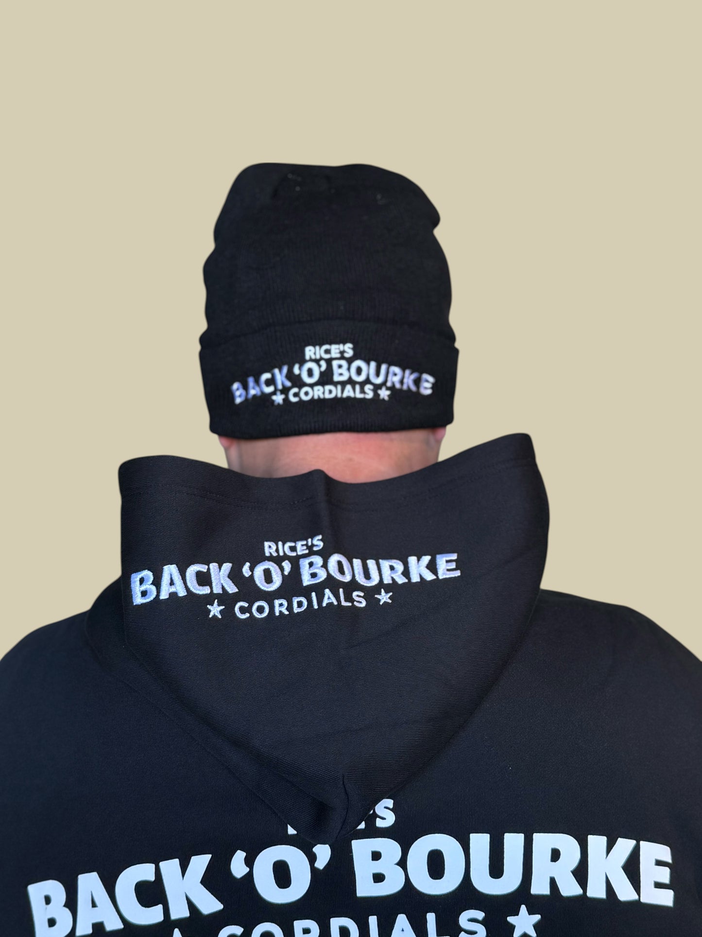 Beanie - Double Embroidered Black Splashe Cola / Rices Back O Bourke