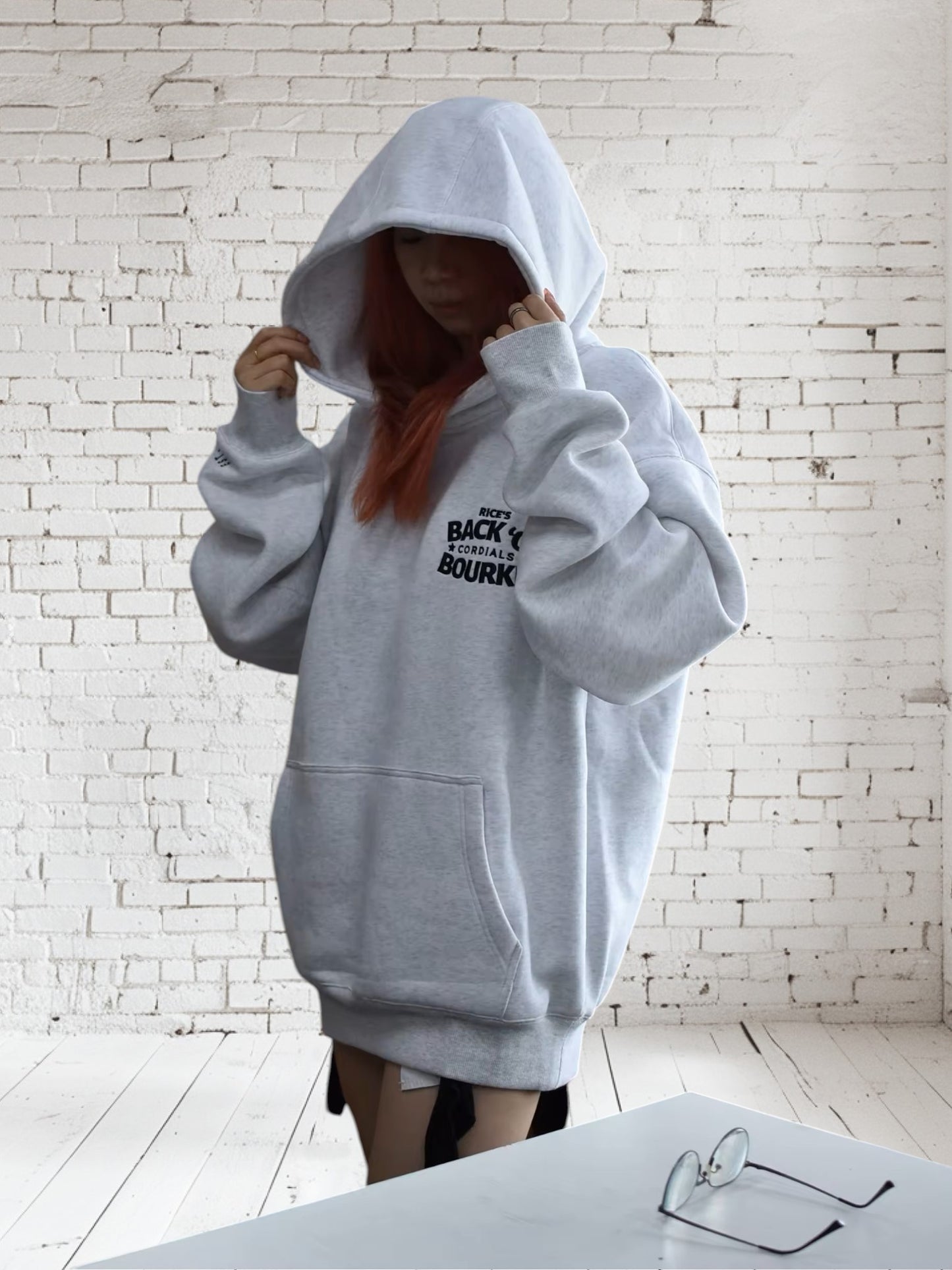 Hoodie - White Heather Grey