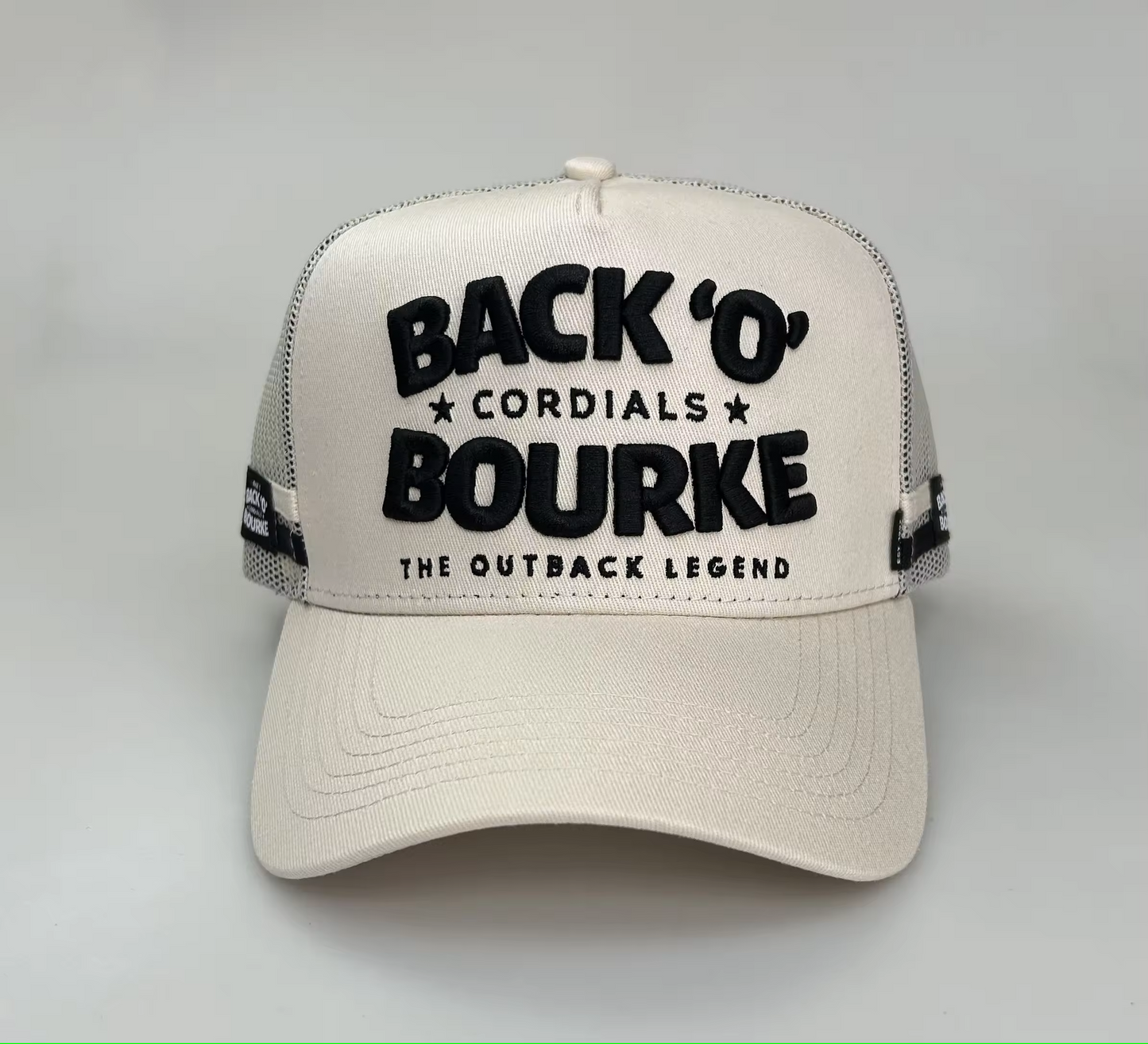 Back 'O' Bourke Cordials CREAM Trucker Cap - 3D Print - Save $5 per hat on any 2 or more Truckers or Boonies (Copy)