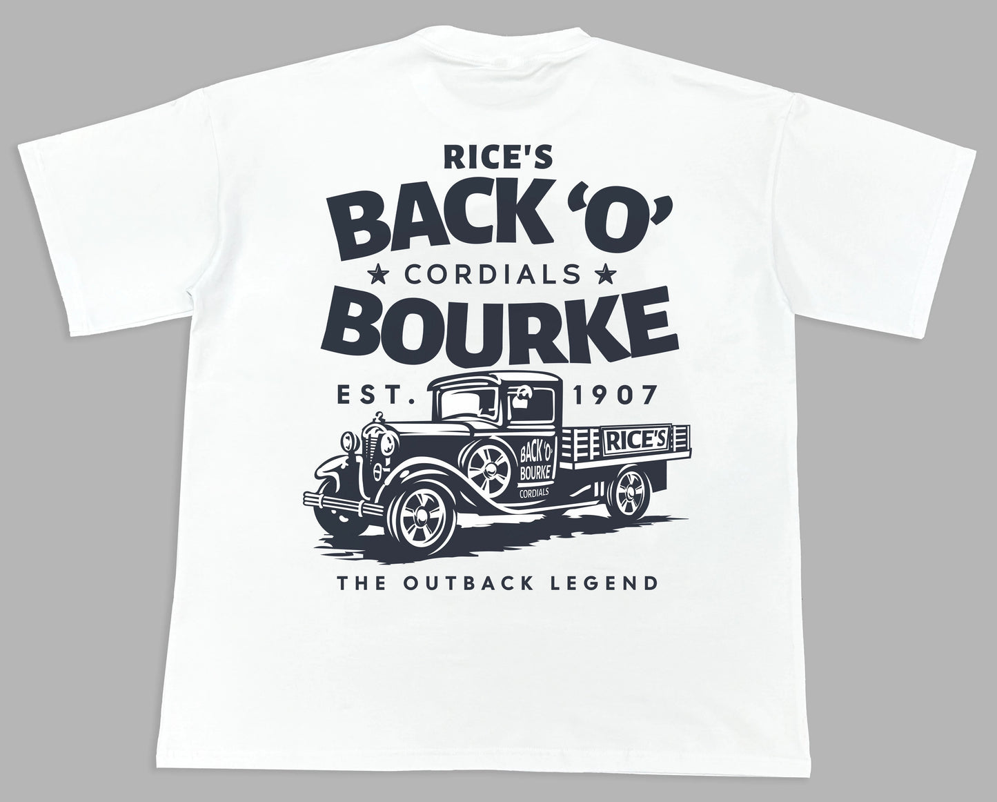 Mens White Back 'O' Bourke Cordials Super Soft T-Shirt 230gsm - $39.99 or 2 for $70