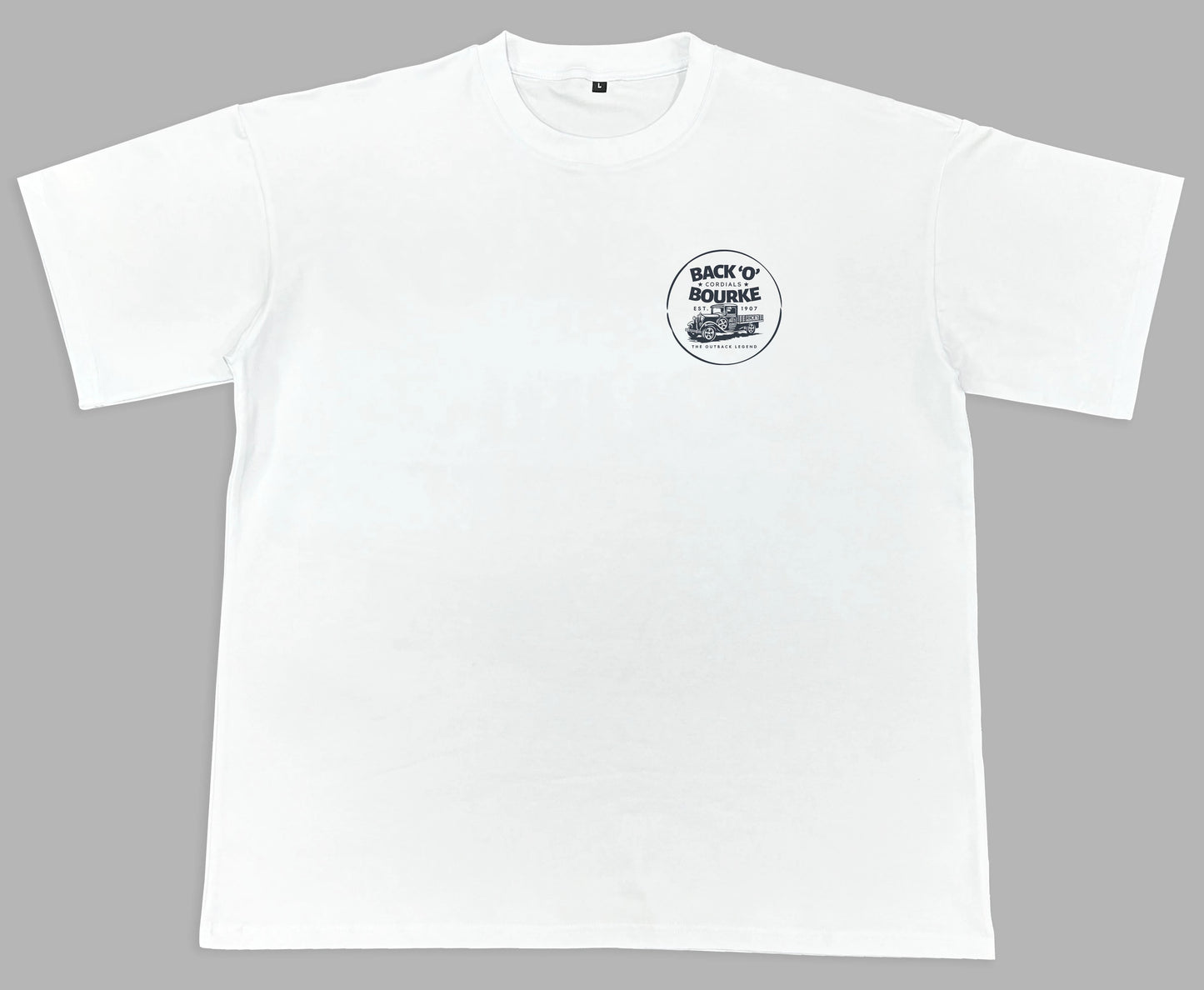 Mens White Back 'O' Bourke Cordials Super Soft T-Shirt 230gsm - $39.99 or 2 for $70