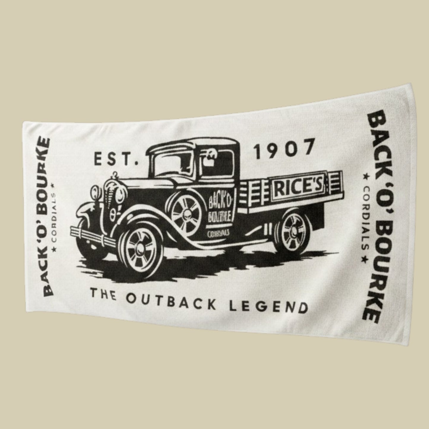 Beach Towel - Deluxe CREAM Back 'O' Bourke Cordials Cotton BEACH TOWEL
