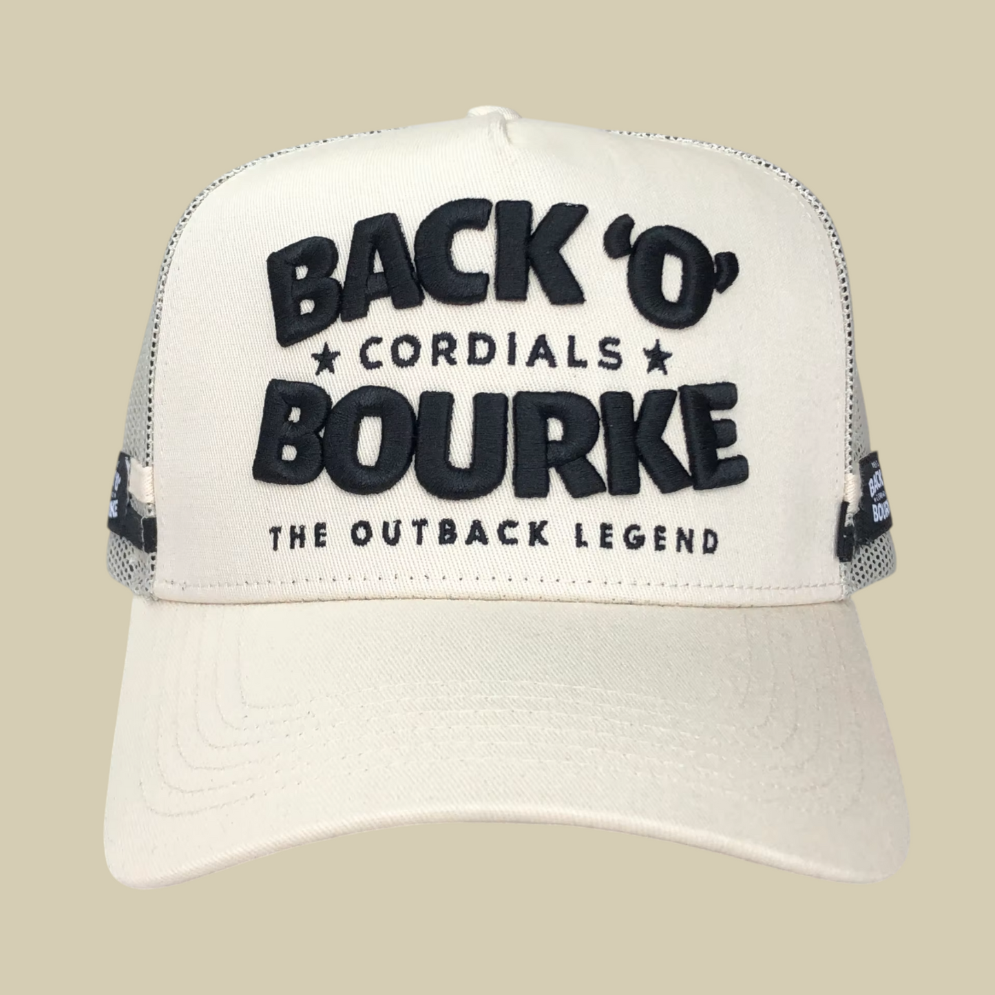 Cap - Back 'O' Bourke Cordials CREAM Trucker Cap - 3D  *KIDS**