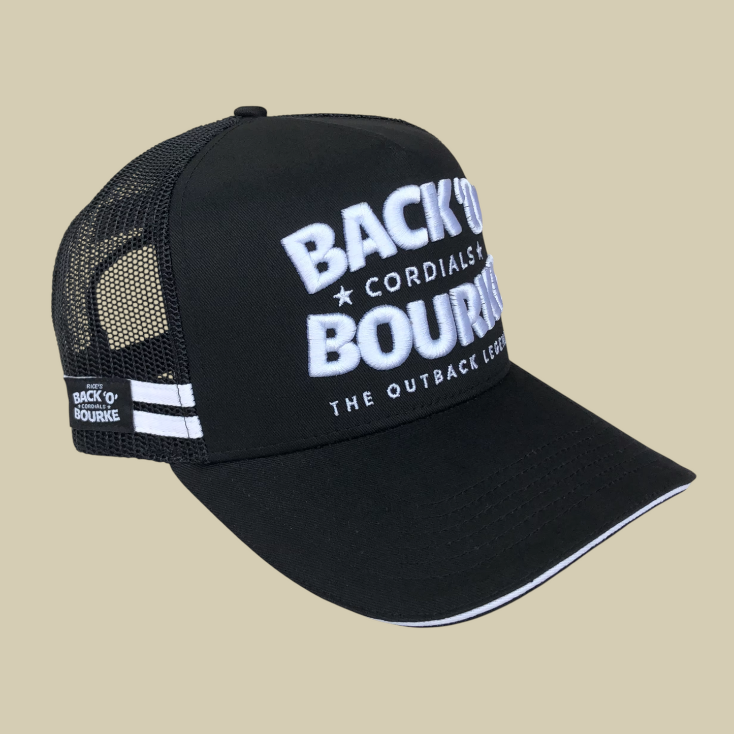 Cap - Back 'O' Bourke Cordials Black Trucker Cap - 3D  *KIDS**