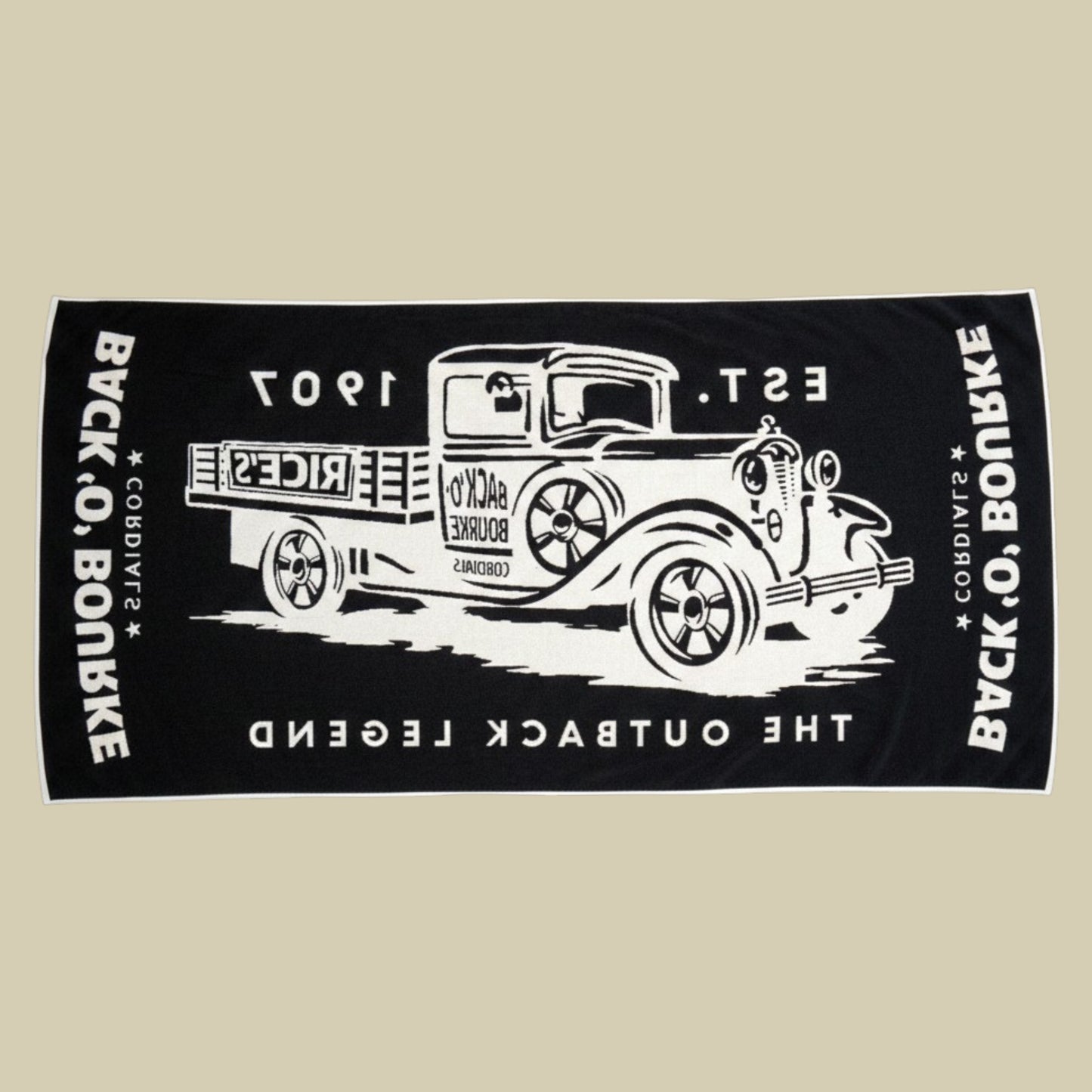 Beach Towel - Deluxe CREAM Back 'O' Bourke Cordials Cotton BEACH TOWEL