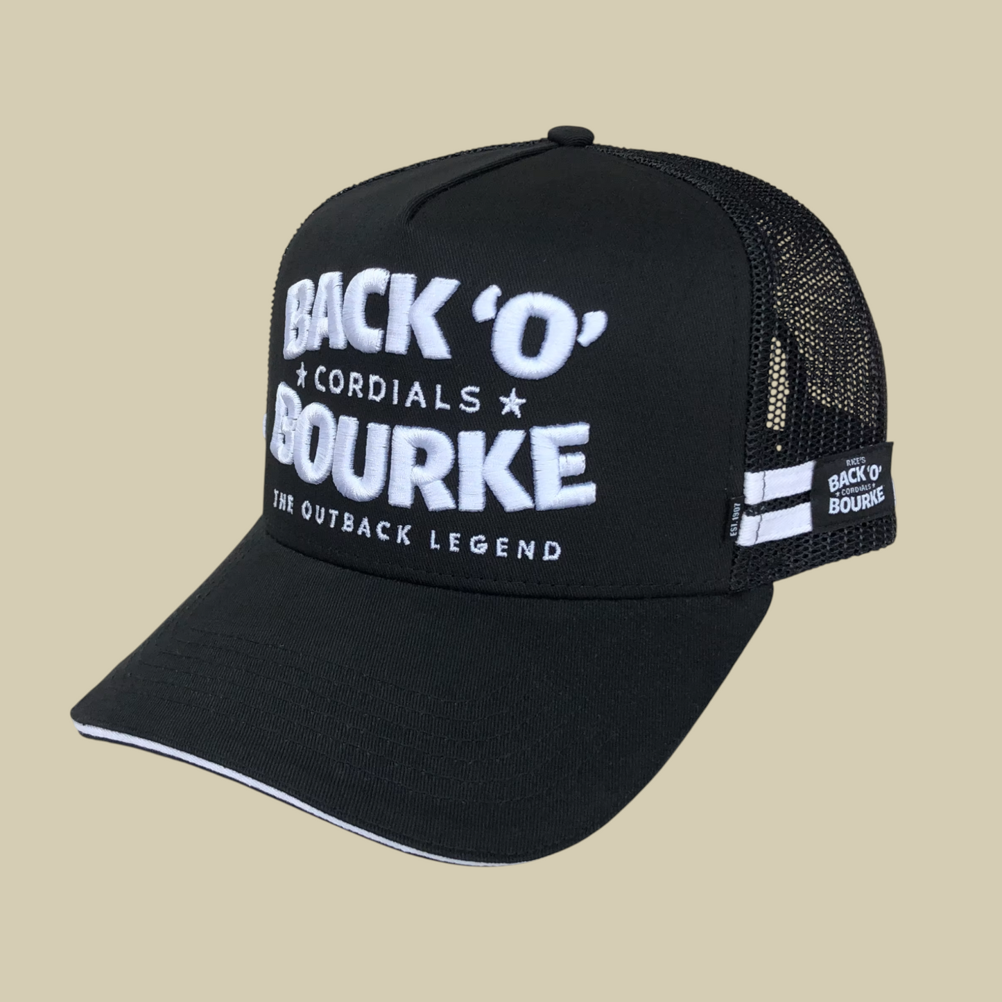 Cap - Back 'O' Bourke Cordials Black Trucker Cap - 3D  *KIDS**