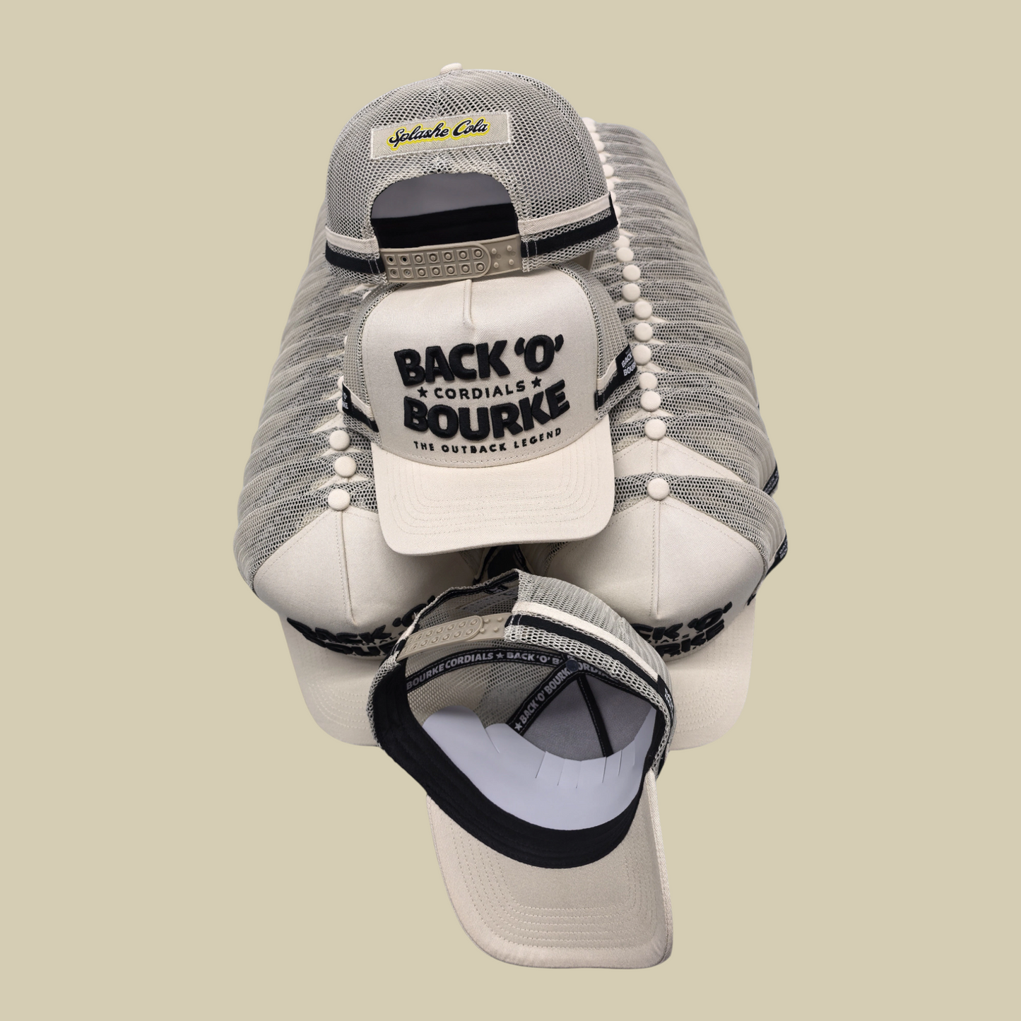 Cap - Back 'O' Bourke Cordials CREAM Trucker Cap - 3D  *KIDS**