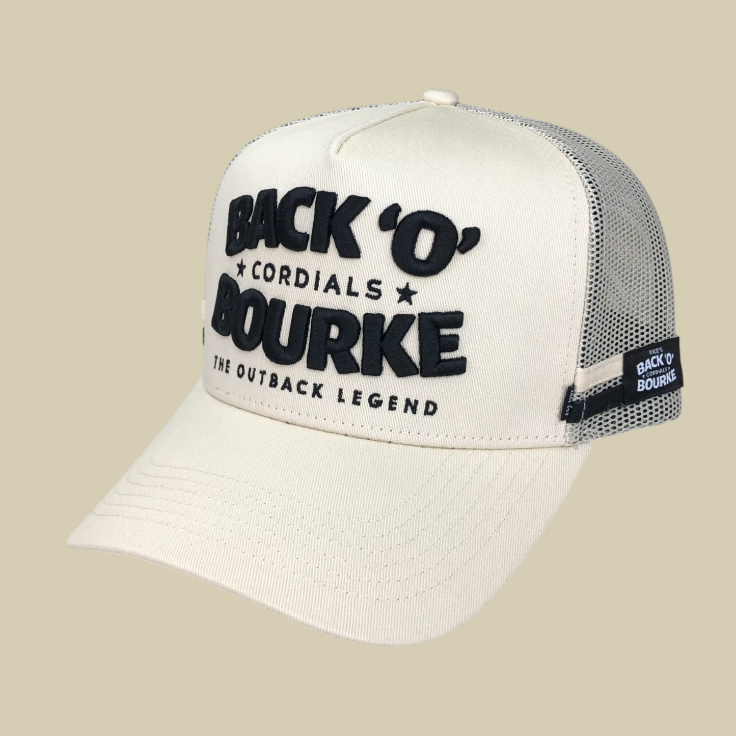 Cap - Back 'O' Bourke Cordials CREAM Trucker Cap - 3D  *KIDS**